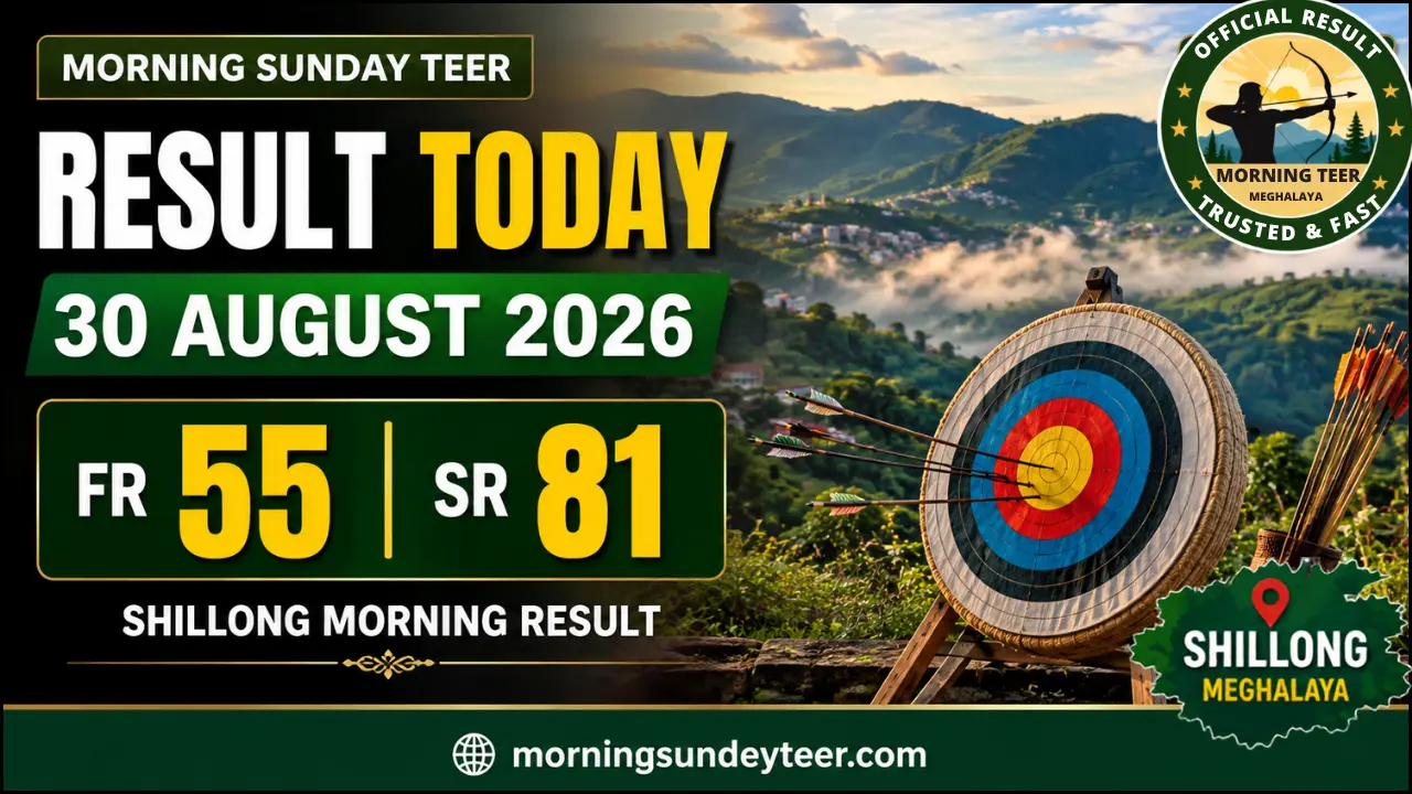 Morning Sunday Teer Result Today 30 August 2026 – Shillong FR 55, SR 81 & Previous Chart